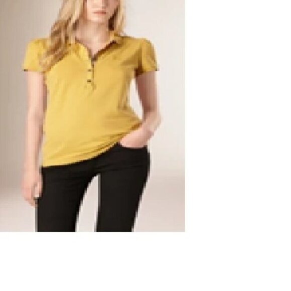 **NWOT** Burberry Brit Check Placket Polo Shirt Yellow M - Picture 1 of 14